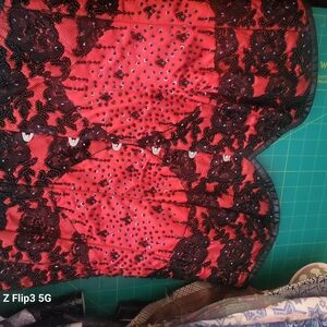 Elegant Red and Black Lace Women's Top